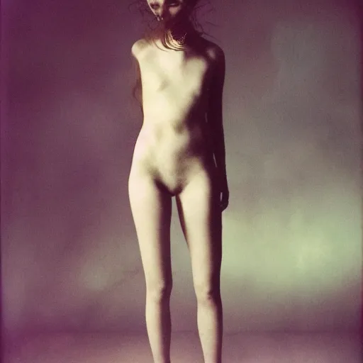 Image similar to kodak portra 4 0 0, wetplate, photo of a surreal artsy dream scene,, girl, animal, unique fashion, photographed by paolo roversi style