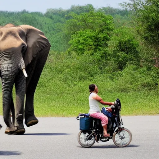 Prompt: elephant riding a bike