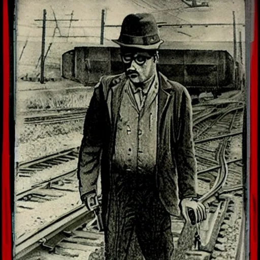 Image similar to the disembodied spirit of a railroad worker