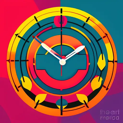 Image similar to centred clock arrow colourful illustration art by tim doyle