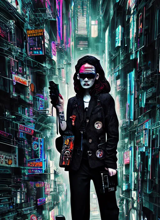 Image similar to portrait photo, 3 5 mm lomography, female doorwoman, gang clothing fashion, id magazine, by david cronenberg, hyperrealism, detailed textures, photorealistic, cyberpunk apocalyptic city, ultra realistic, cinematic, intricate, cinematic light, 8 k, david la chapelle, david kostic, artgerm