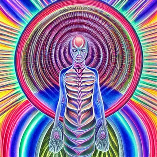 Image similar to artwork by alex grey