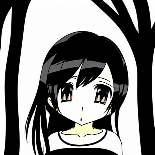 Prompt: arisu shimada crying and pouting, black and white, 2 d art, anime art, headshot, cute, kawaii, moe