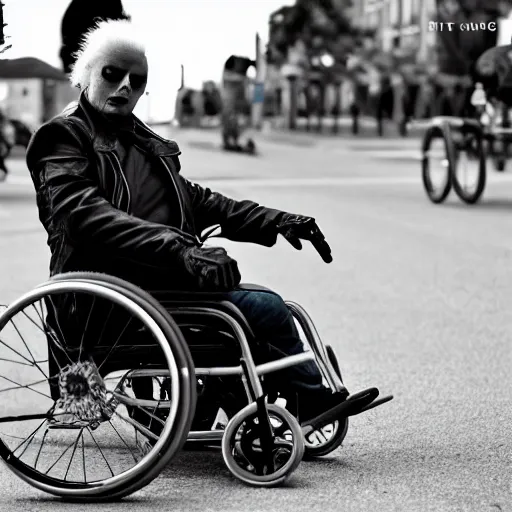 Image similar to ghostrider on the wheelchair,