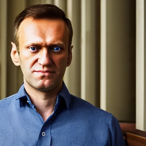 Prompt: professional photo of a person looking like alexey navalny who is the president of russia