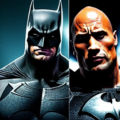 Image similar to Dwayne Johnson as batman