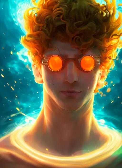 Prompt: glowwave portrait of curly orange hair man from league of legends, au naturel, hyper detailed, digital art, trending in artstation, cinematic lighting, studio quality, smooth render, unreal engine 5 rendered, octane rendered, art style by klimt and nixeu and ian sprigger and wlop and krenz cushart.