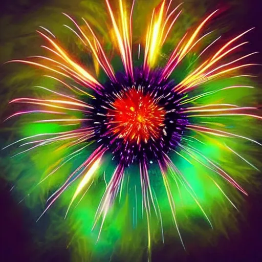 Prompt: a flower that looks like a firework