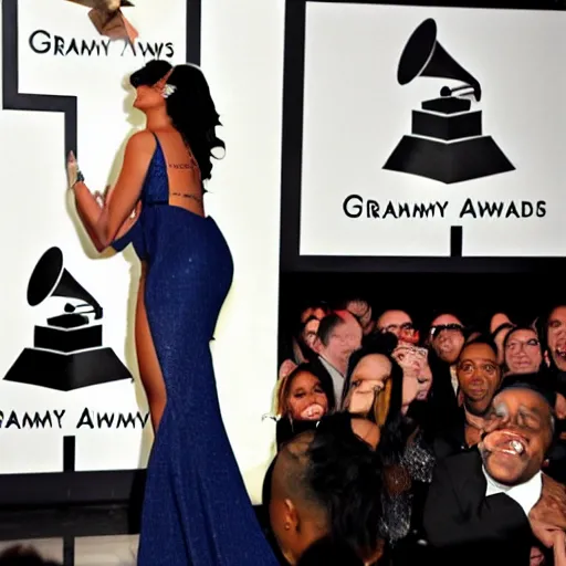 Prompt: rihanna winning a grammy award