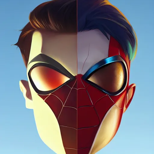 Image similar to face icon stylized minimalist spider - man, loftis, cory behance hd by jesper ejsing, by rhads, makoto shinkai and lois van baarle, ilya kuvshinov, rossdraws global illumination