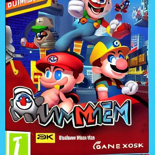 Image similar to video game box art of a game called plumber man, 4 k, very detailed cover art.