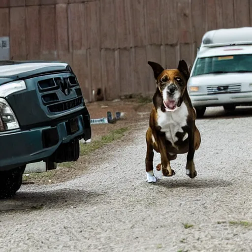 Image similar to a dog pulling a truck