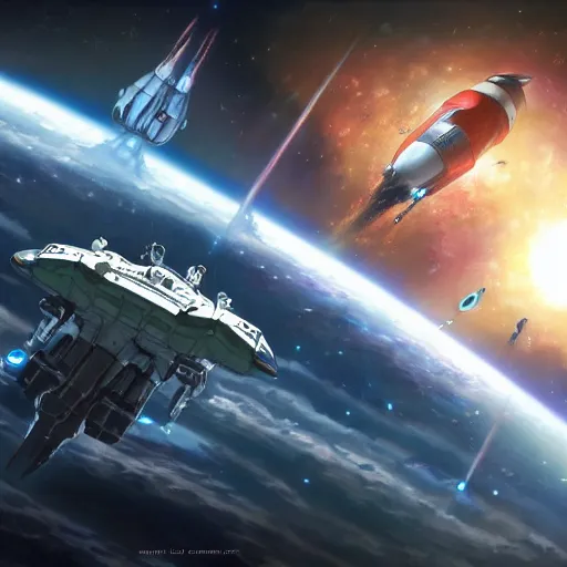 Prompt: space battleship orbiting Earth, maximum detail, trending on art station