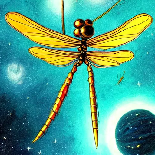 Prompt: A cosmic Dragonfly, universe on the background, concept art , Pinterest art station