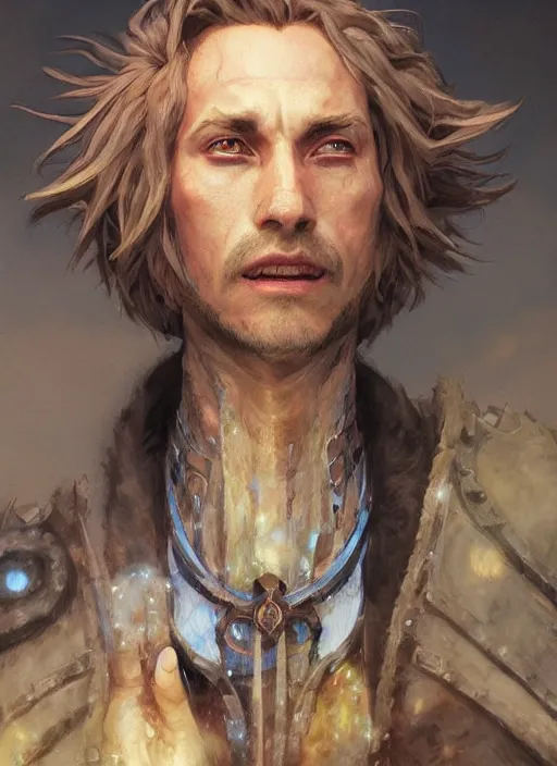 Image similar to howl from howl's moving castle as a realistic fantasy d & d character, closeup portrait art by donato giancola and greg rutkowski, realistic face, digital art, trending on artstation, symmetry!!