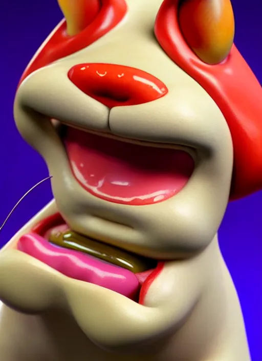 Image similar to ren and stimpy wax sculptures, hyper realistic, extreme detail, 8 k, meryl streep, life - sized