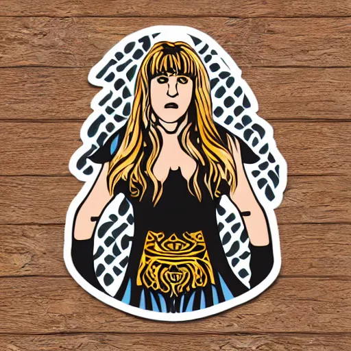 Image similar to stevie nicks playing guitar and singing, sticker - art, svg vector, adobe - illustrator