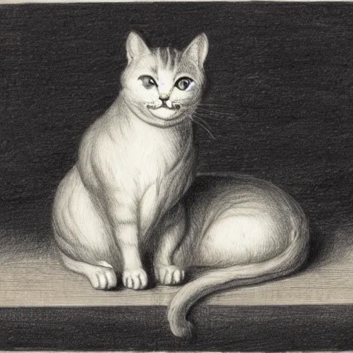 Prompt: a drawing of a cat by friedrich schroder - sonnenstern