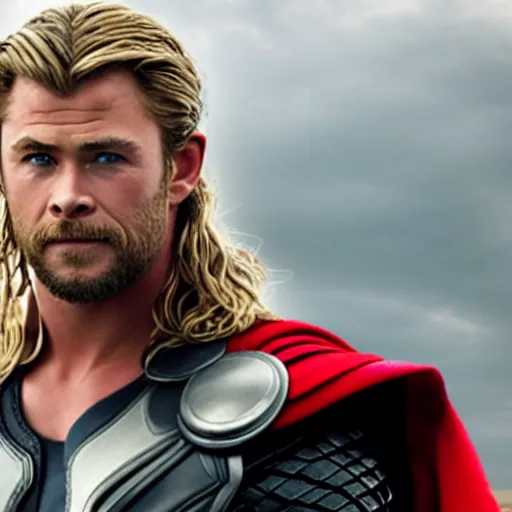 Prompt: chris hemsworth as thor is holding a duck, highly detailed, realistic face, 4k, hd