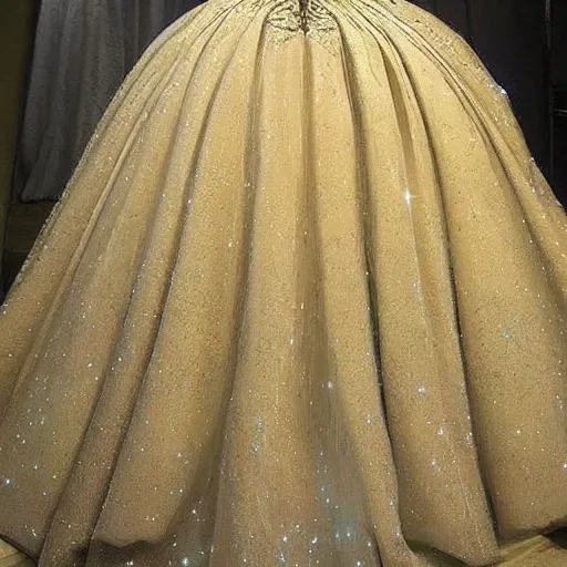 Image similar to Stunning a magnificent and intricate ball gown inspired by Van Gogh's Starry Night. Studio lighting