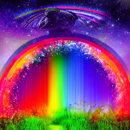 Image similar to rainbow cosmic forest