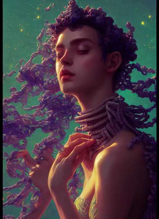 Image similar to stoic, vaporwave, aesthetic, naturel, hyper detailed, digital art, trending in artstation, cinematic lighting, studio quality, smooth render, unreal engine 5 rendered, octane rendered, art style by klimt and nixeu and ian sprigger and wlop and krenz cushart