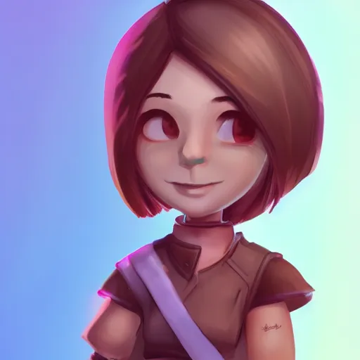 Prompt: a cute cartoon female character, she has short hair and wear boyish outfit, video game art, trending on artstation