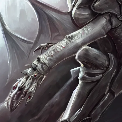 Image similar to very close up foot pov shot, detailed foot shot, feet art, hyperdetailed elegant beautiful stunning hot anthropomorphic mecha female dragon giantess showing detailed sharp dragon feet to camera, furry paw art, anthro paw art, sharp claws, sharp silver armor, elegant legs, warframe destiny fanart, giantess art, dragon paws, furaffinity, octane