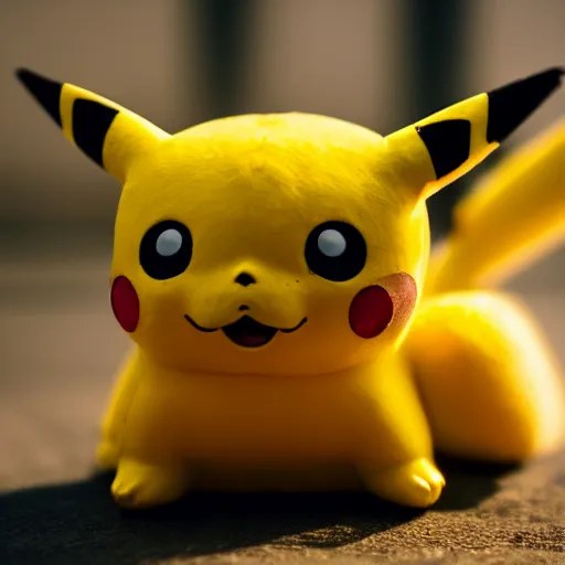 Prompt: a macro photograph of pikachu, dslr