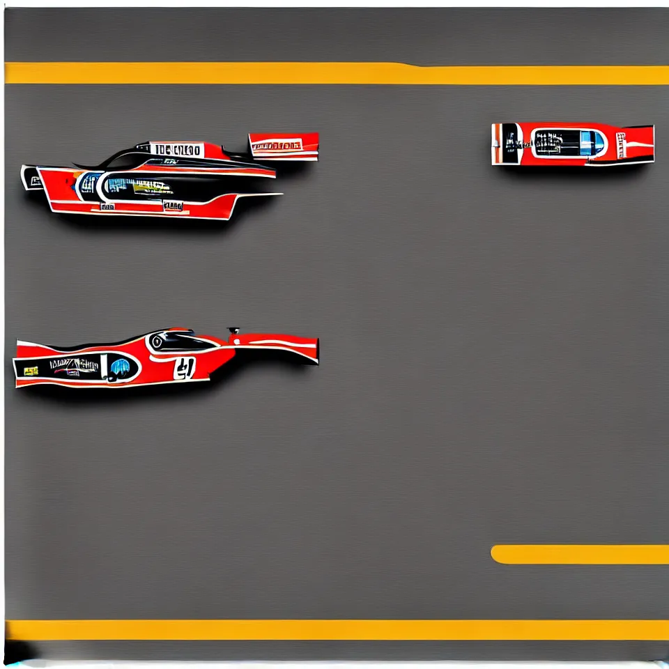 Image similar to top view of a oil painting car racing poster