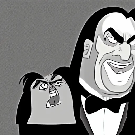 Image similar to Head-to-shoulder shot of Triple H as a Disney villain, traditional animation