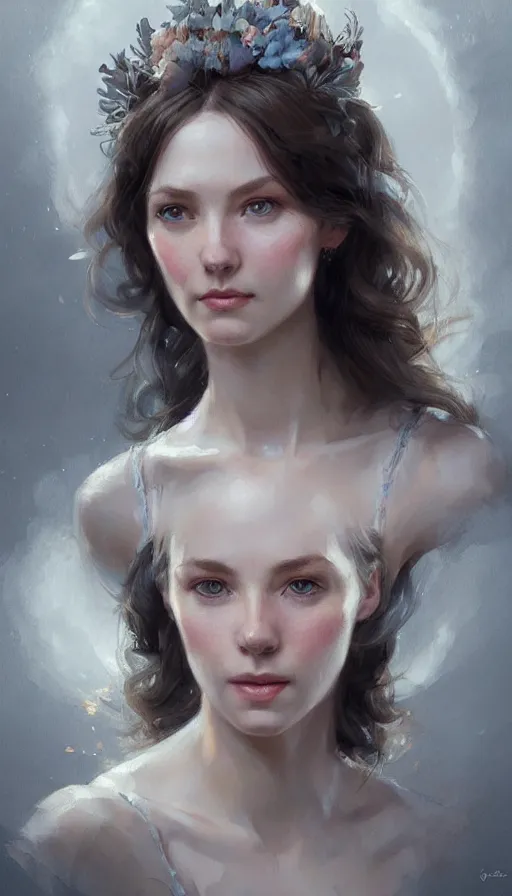 Image similar to portrait of an englishwoman with a dreamy facial expression, intricate, elegant, highly detailed, digital painting, art station, concept art, smooth, sharp focus, illustration, art by artgerm and greg rutkowski and