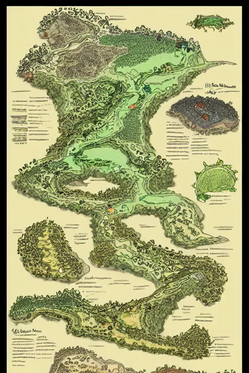 Image similar to evolution map of hobbit, line by eric - anthony johnson, sketch by jacqueline e, color by bo feng lin