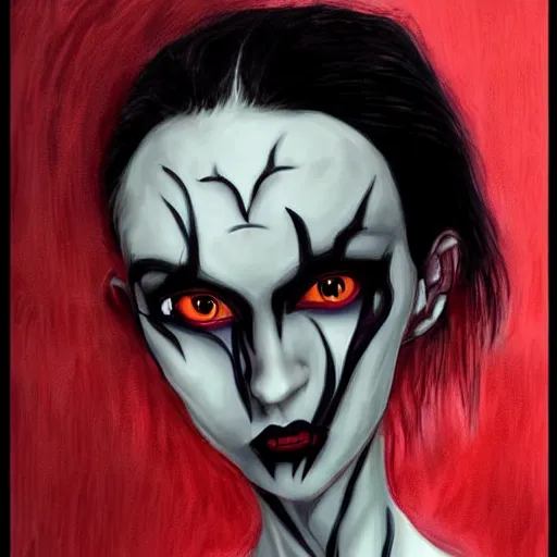 Image similar to vampire woman portrait made out of paint, beautiful, cyborg, tim burton comic book art