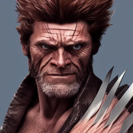 Prompt: Willem Dafoe is Wolverine, hyperdetailed, artstation, cgsociety, 8k