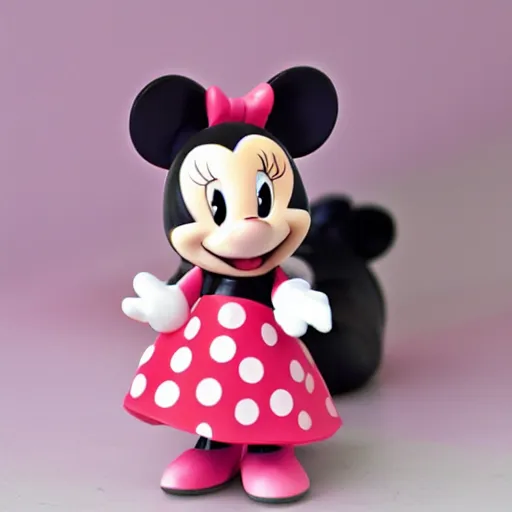 Image similar to product photograph of cute miney mouse figurine by isabel han : 6 girly, cute, collectible, toys figures, kawaii, toys, white background : 3