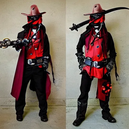 Image similar to Steampunk robot ninja pirate vampire cosplay