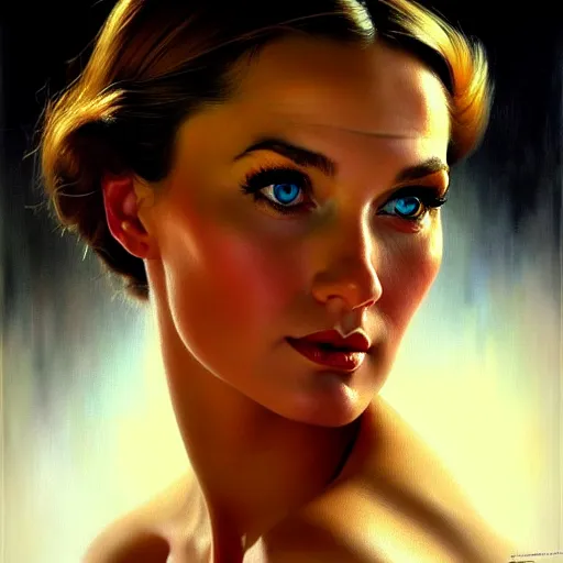 Image similar to close up face of a extremely beautiful bond female vam pire portrait, masterpiece, oil on canvas, artgerm, norman rockwell, craig mulins, trending on pxiv,