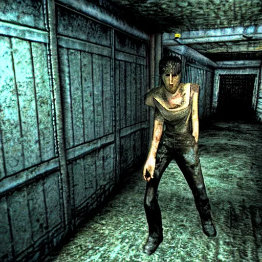 Image similar to among us crewmate enemy in silent hill for the ps 1