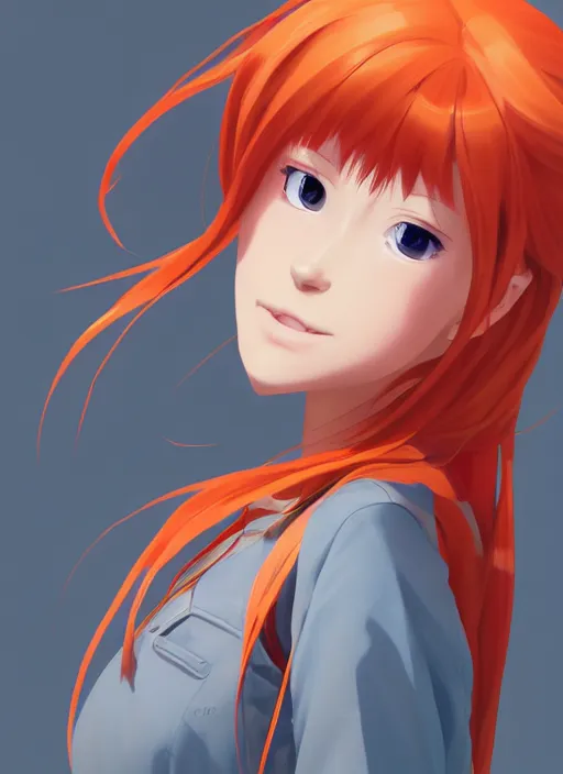 Image similar to highly detailed portrait of asuka langley soryu, stephen bliss, unreal engine, loish, rhads, makoto shinkai and lois van baarle, ilya kuvshinov, global illumination, radiant light, detailed and intricate environment