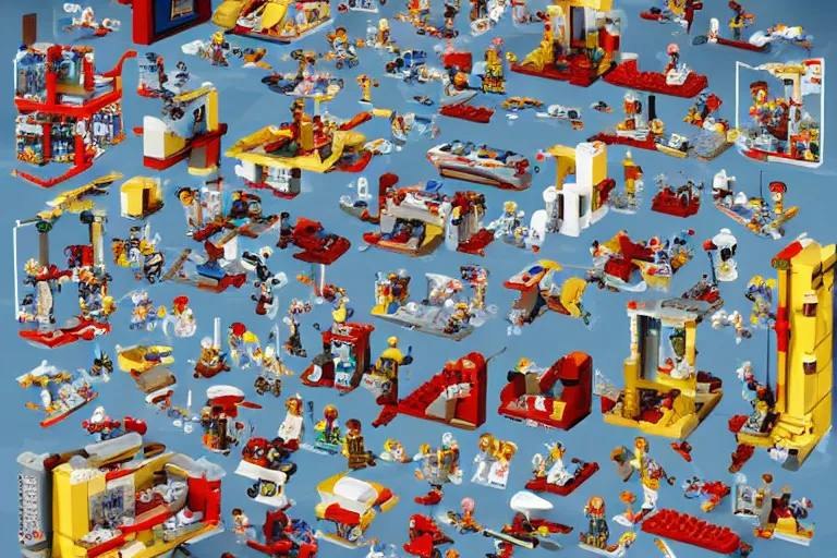 Image similar to anatomy of lego set, photorealistic