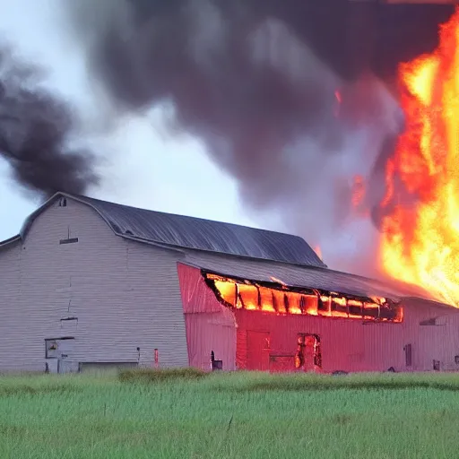 Image similar to a large Barn on fire in the stlye of 8k award winning photo