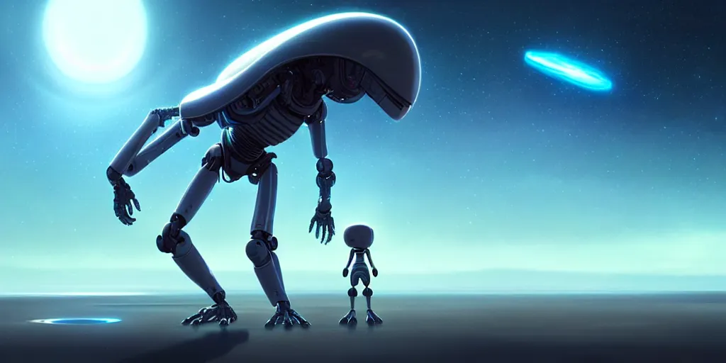 Image similar to an alien artificial intelligence surfing through cosmos, studio ghibli, pixar and disney animation, sharp, rendered in unreal engine 5, anime key art by greg rutkowski, bloom, dramatic lighting
