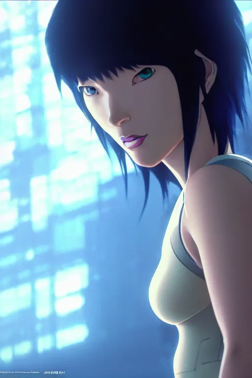 Prompt: weta disney pixar movie still portrait photo of motoko kusanagi ghost in the shell anime : : as cyborg woman by pixar : : by weta, wlop, ilya kuvshinov, rossdraws, artgerm, maxim cover, octane render, anime, octane render, 3 d, volumetric lighting, anti aliasing, raytracing : :