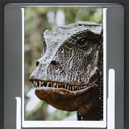 Prompt: polaroid of a dinosaur