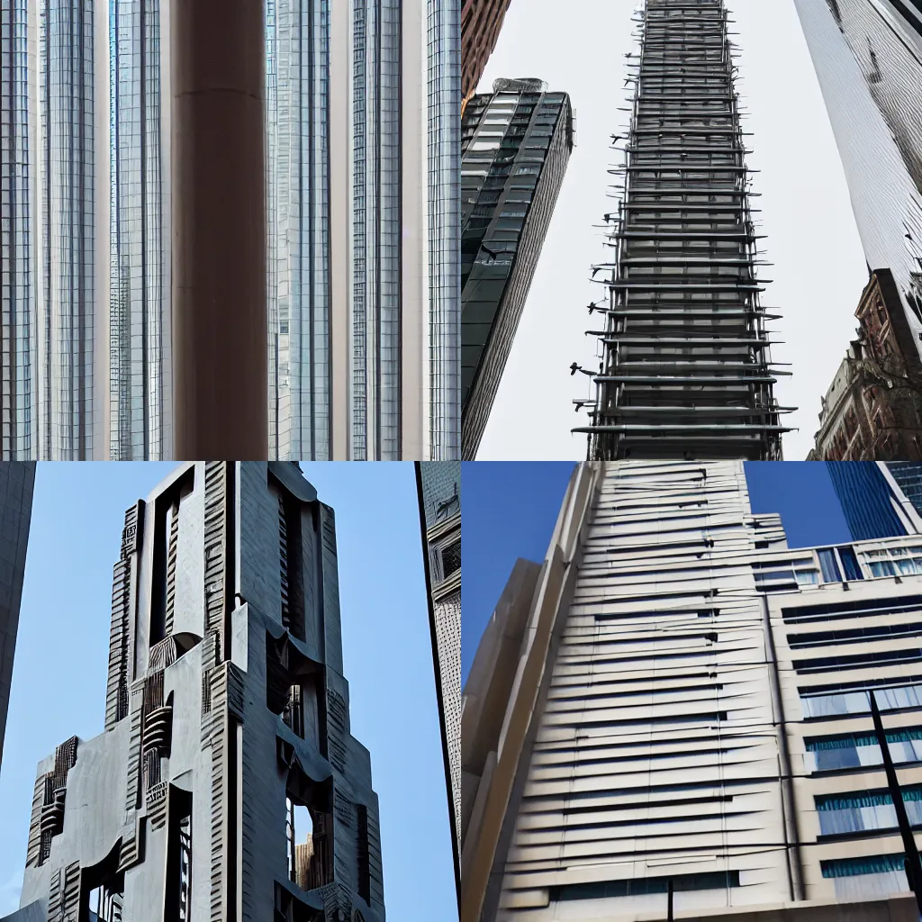 Prompt: a tall building with a lot of pipes on it, an art deco sculpture by david chipperfield, trending on unsplash, remodernism, constructivism, creative commons attribution, orthogonal