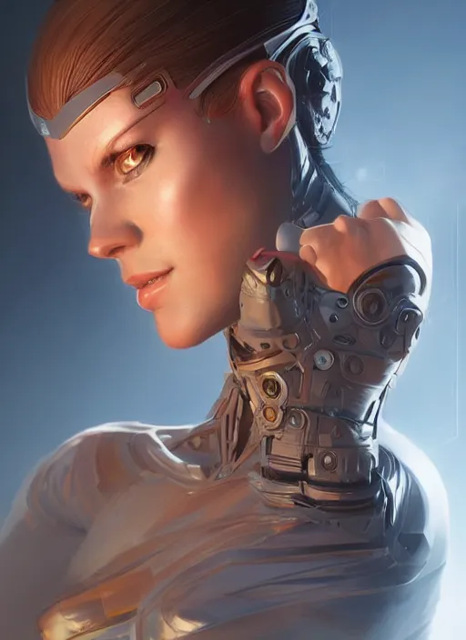 Prompt: android woman, intricate, highly detailed, digital painting, artstation, concept art, sharp focus, art by artgerm and greg rutkowski and android jones