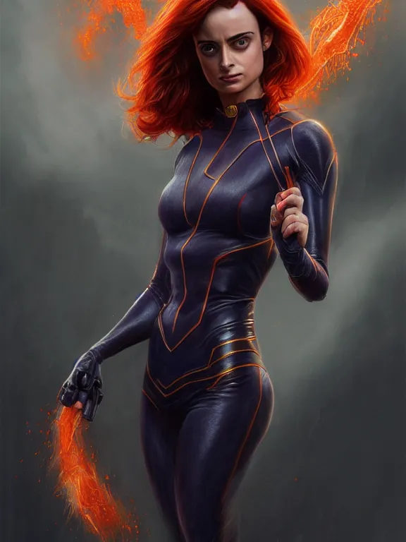 Image similar to krysten ritter as jean grey, digital painting, extremely detailed, 4 k, intricate, brush strokes, mark arian, artgerm, bastien lecouffe - deharme