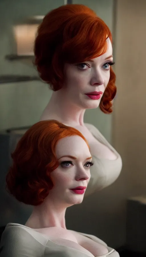 Image similar to Christina Hendricks in Madmen, perfectly-centered-photograph of Christina Hendricks, film still, sweaty, insane detail, intricate, highly detailed, Zeiss Lens, DSLR photography, smooth, sharp focus, Unreal Engine 5, Octane Render, Redshift, 8K