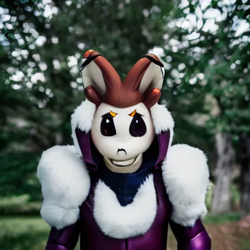 Image similar to portrait photo still of asriel dreemurr from undertale, 8 k, 8 5 mm f 1. 8